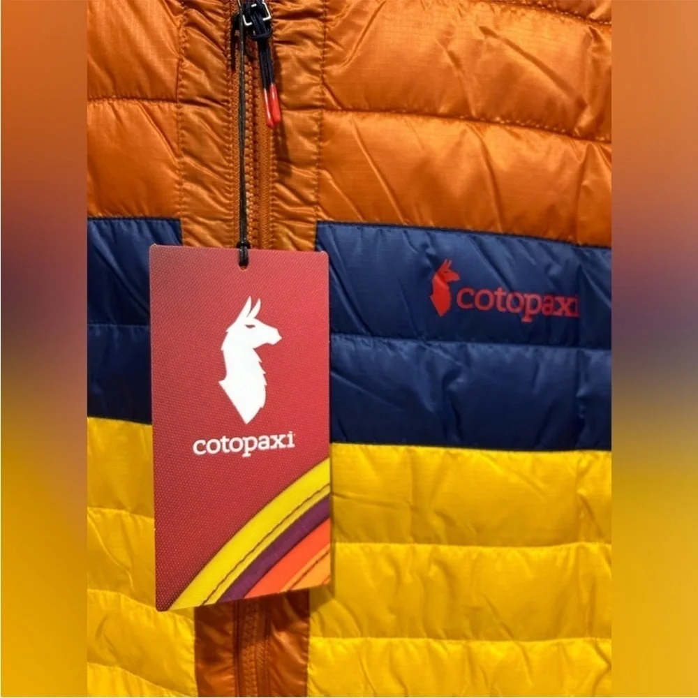 Cotopaxi Men's XL Capa Insulated Hooded Jacket Yellow Orange Mezcal NWT Puff